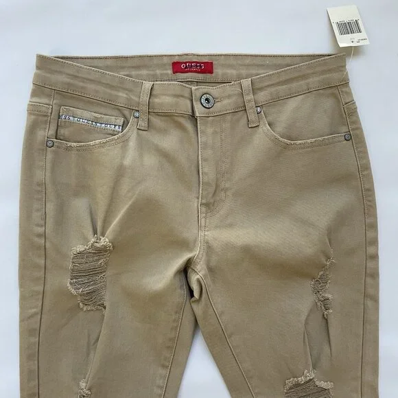 Guess Men’s Nico Destroyed Skinny Jeans Light Beige Size 34X32 - Picture 14 of 16